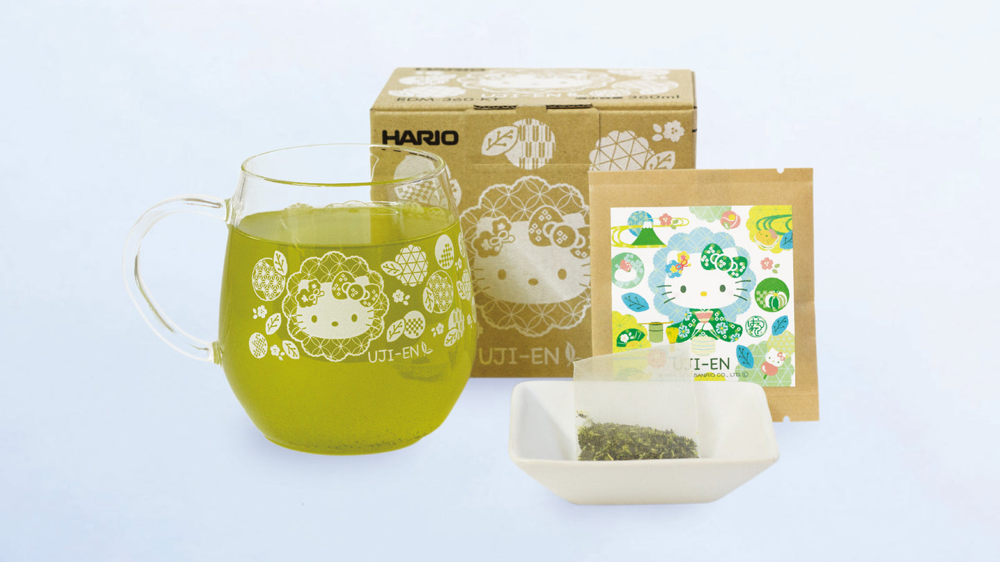 【ハローキティ× 宇治園】ラウンドマグ (360ml) + 煎茶ティーバッグ (1パック) セット
