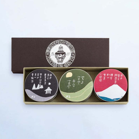 【傳承尊名三撰】鹿児島茶 (30g)・宇治古今 (30g)・静岡茶 (30g) 缶入り